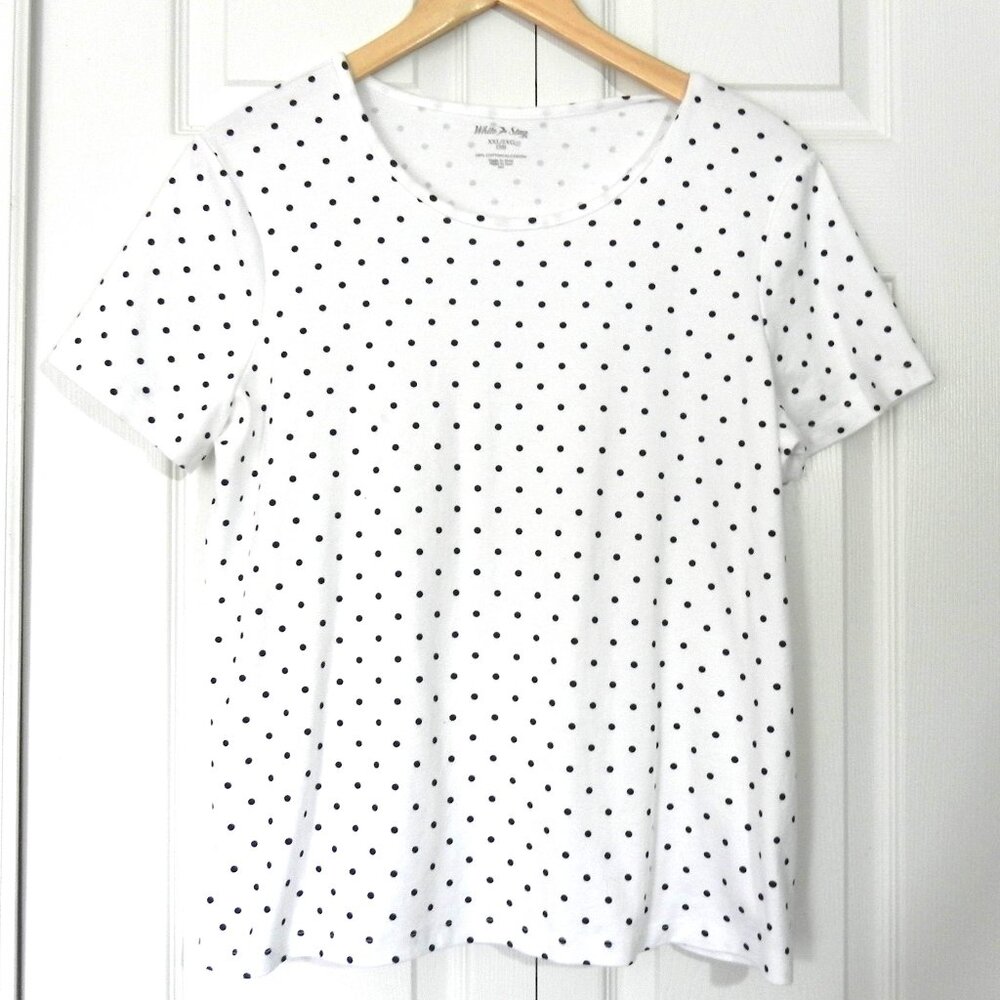 White Stag White with Black Polka Dots Short Sleeve XXL